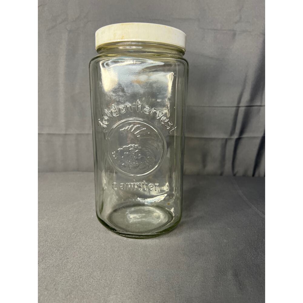 Vintage Golden Harvest Glass Cannister 9"